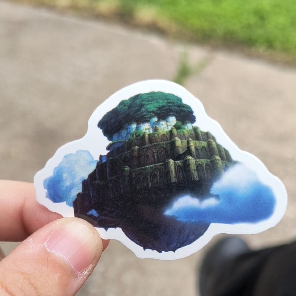 Green Floating Island Vinyl Sticker - Home Design Accent Studio Ghibli